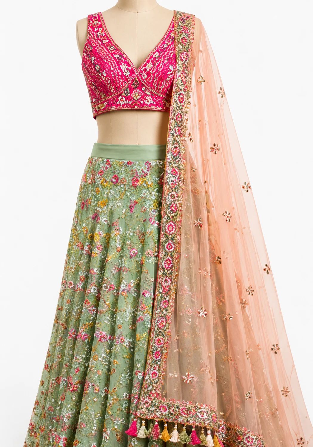 Faux Georgette Real Mirror Sequins Embroidered Semi-Stitched Lehenga Choli with Dupatta