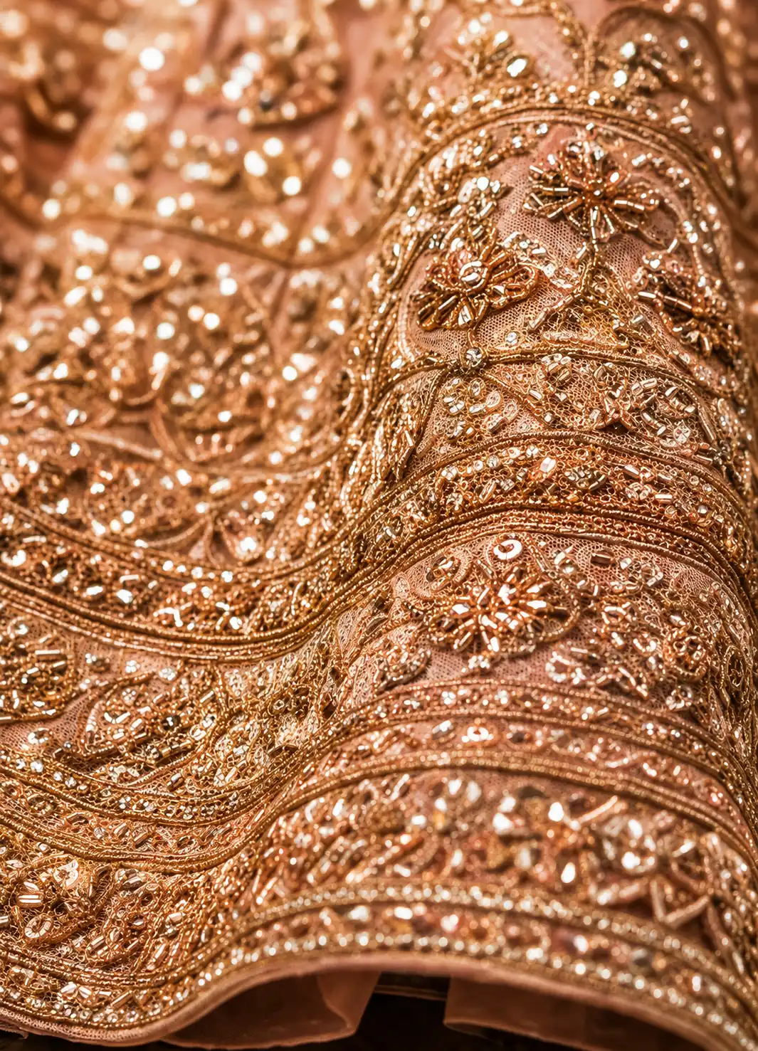 Peach colored cotton silk designer lehenga choli