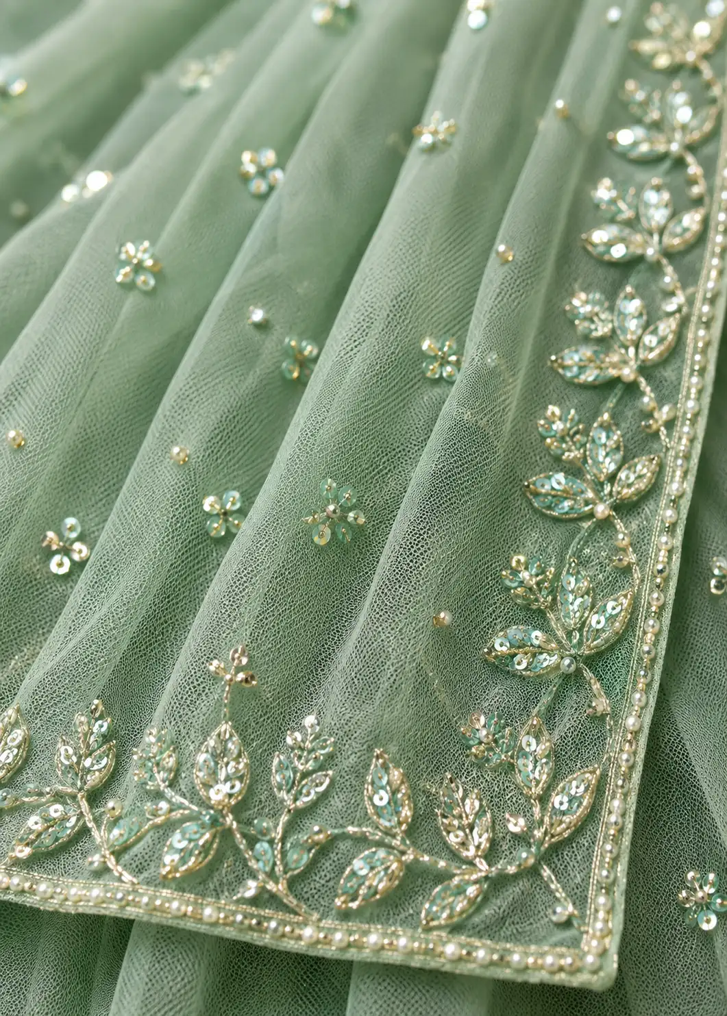 Georgette Crushed Lehenga and Sequence Work Choli