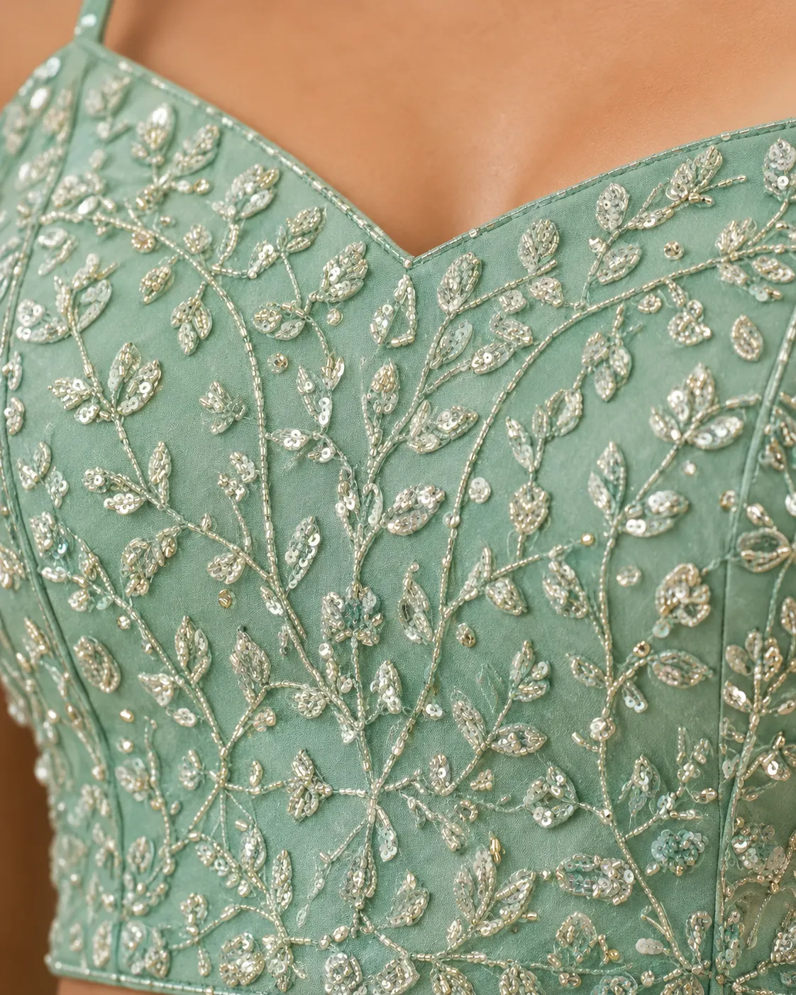 Georgette Crushed Lehenga and Sequence Work Choli