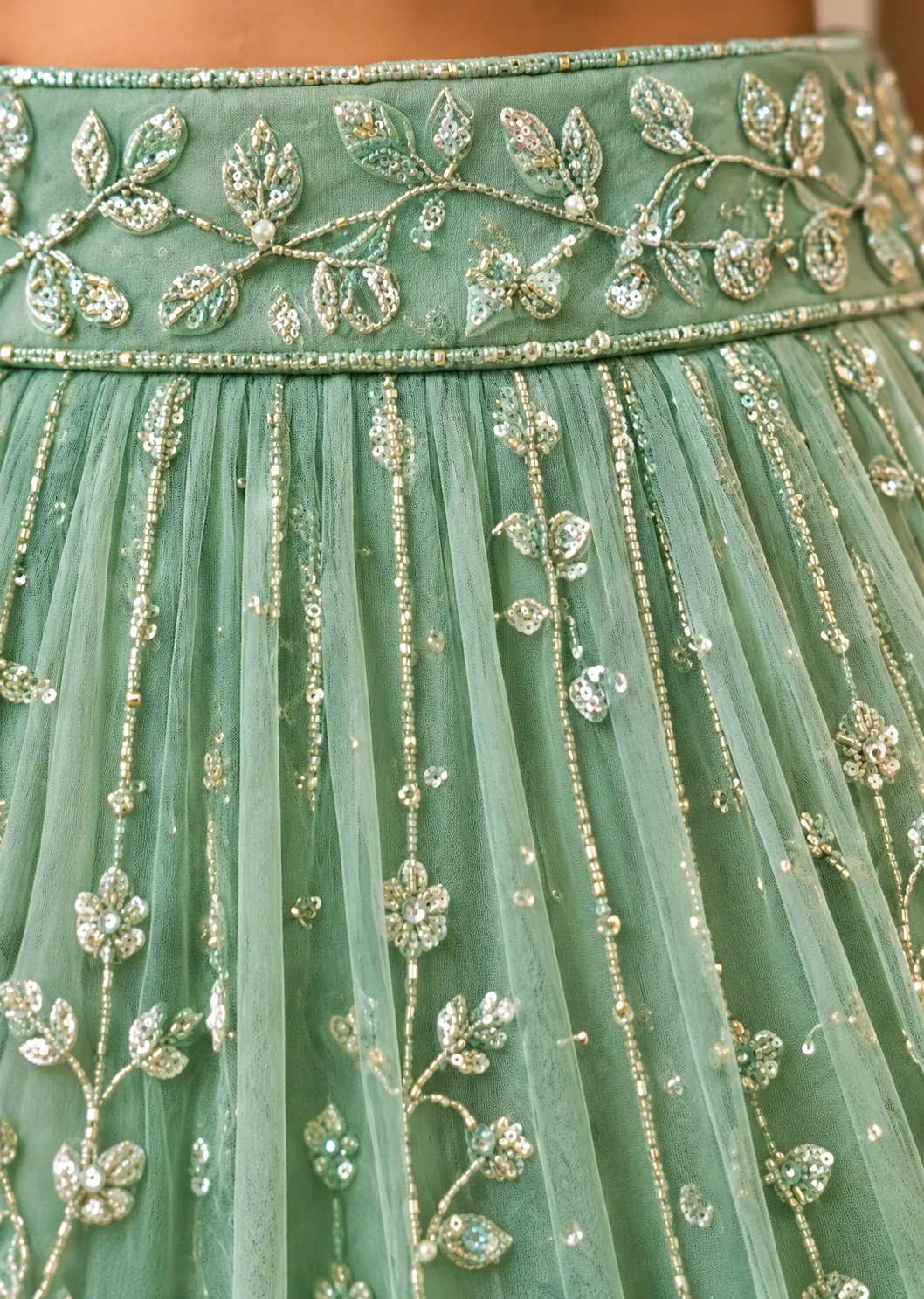 Georgette Crushed Lehenga and Sequence Work Choli