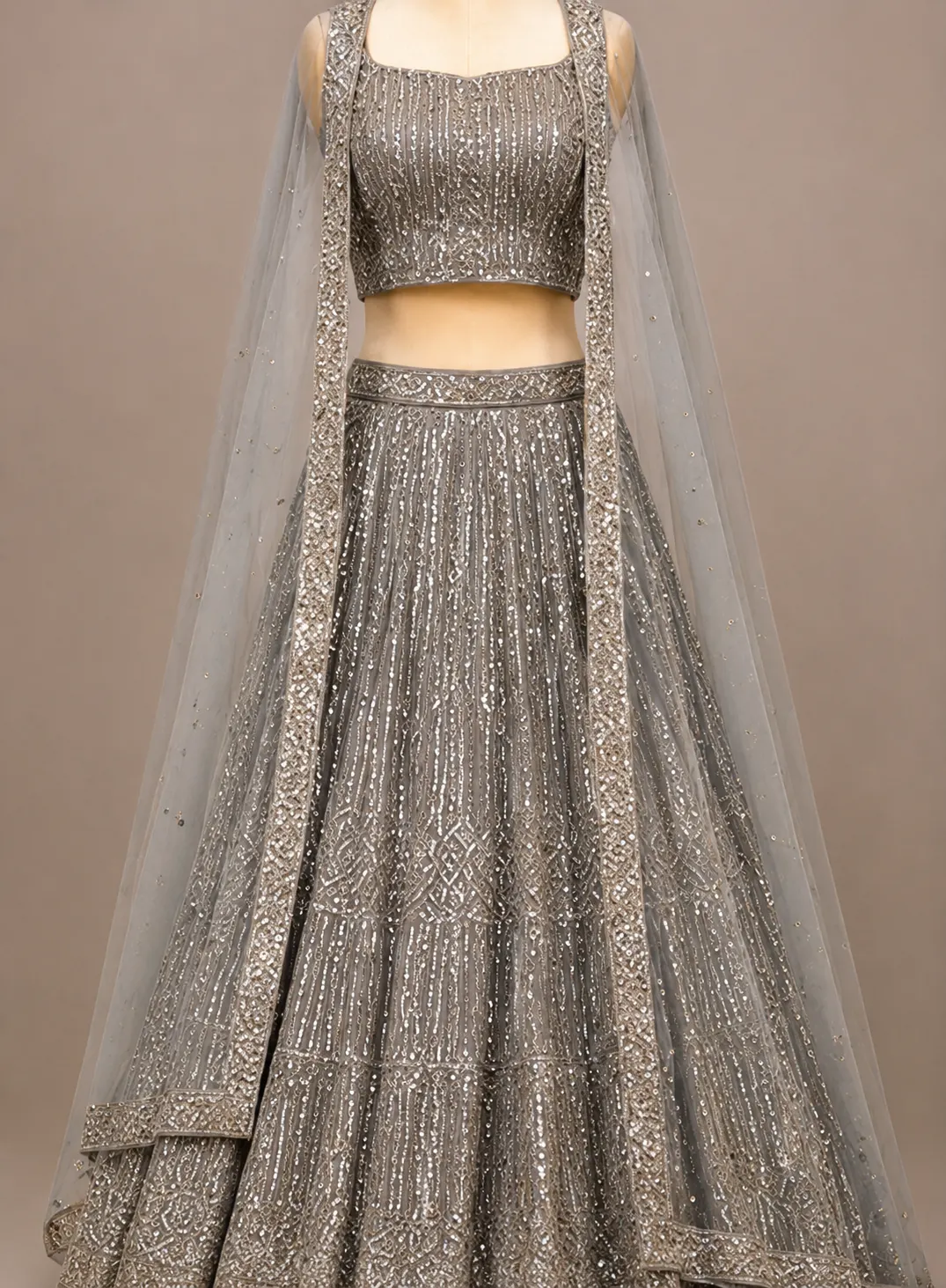 Grey colored georgette lehenga choli