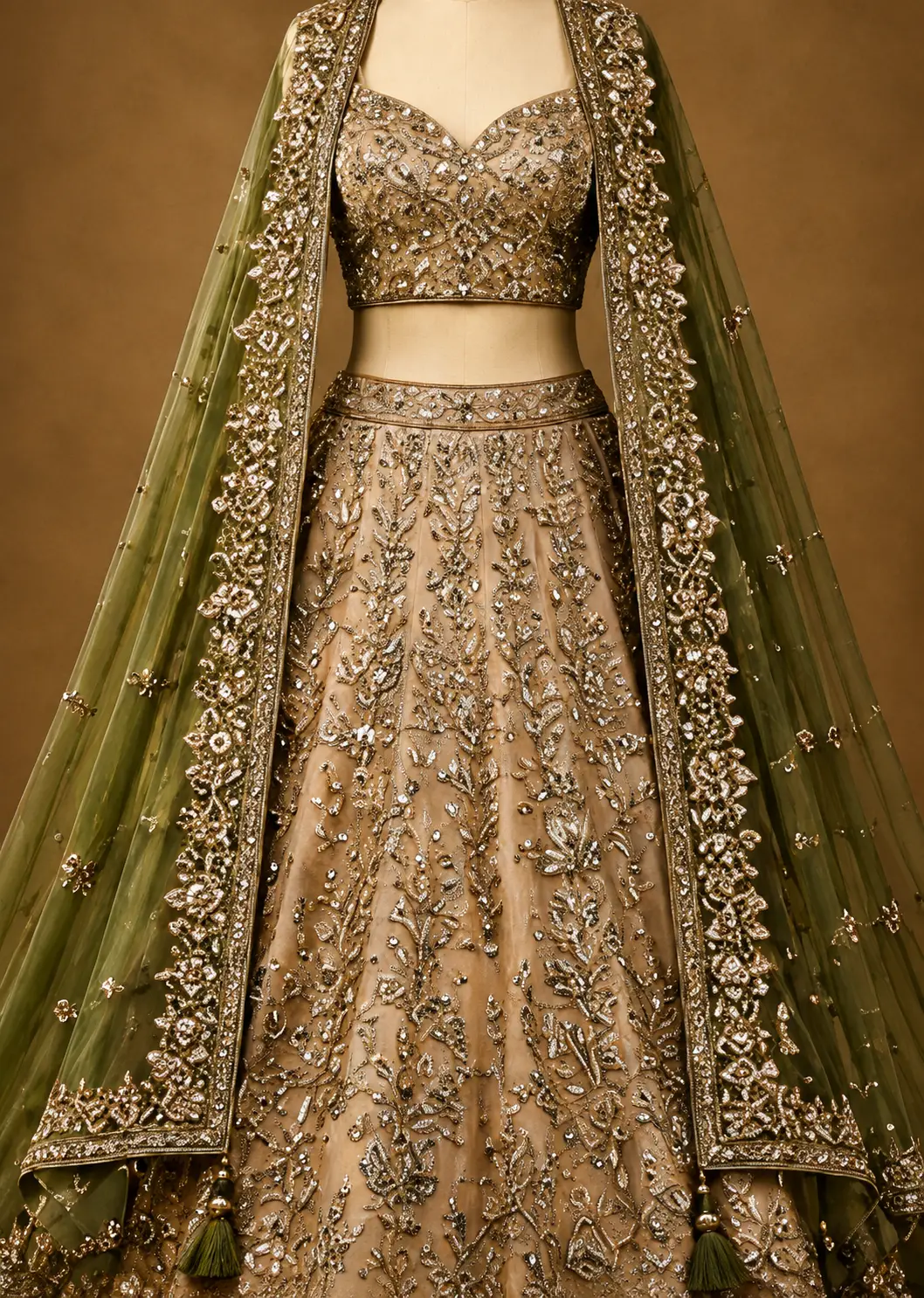 Women's Dori, Sequins and Thread Embroidered Work Cosmos Silk Lehenga Choli With Dupatta
