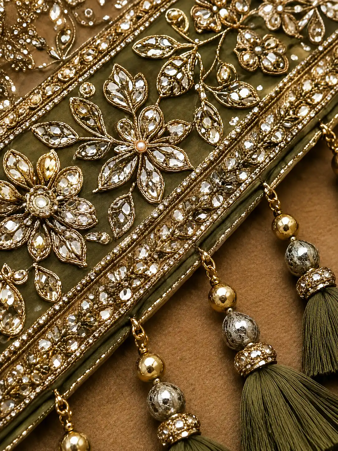 Women's Dori, Sequins and Thread Embroidered Work Cosmos Silk Lehenga Choli With Dupatta