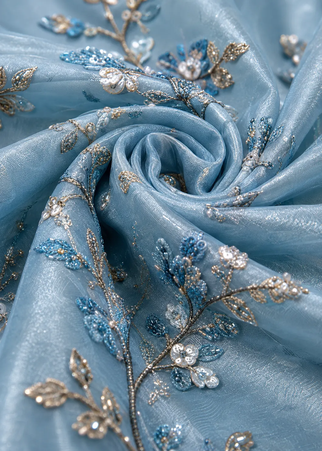  Embroidered Semi Stitched Lehenga Choli (Blue)