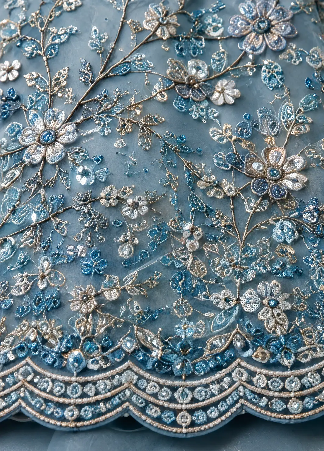  Embroidered Semi Stitched Lehenga Choli (Blue)