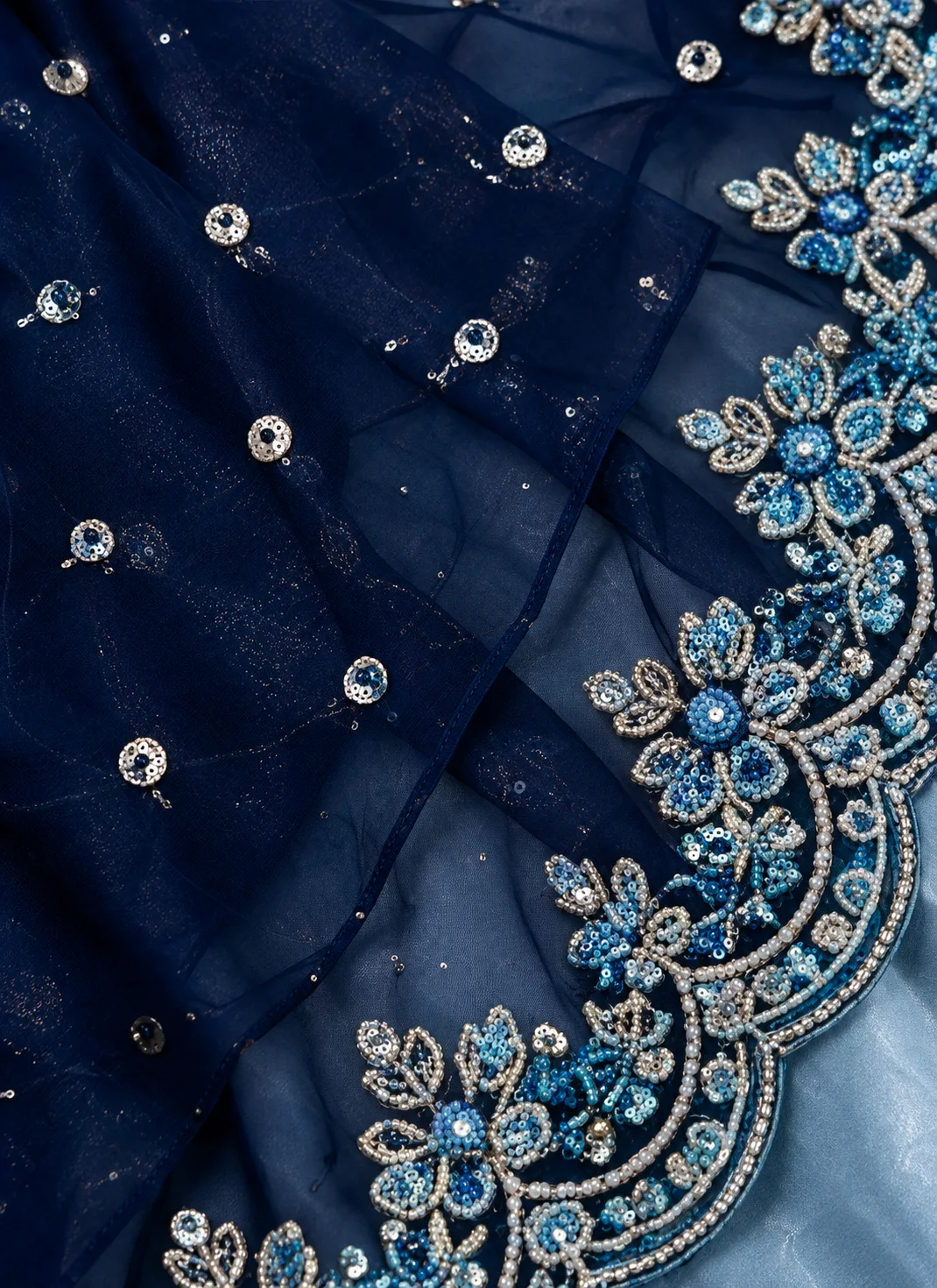  Embroidered Semi Stitched Lehenga Choli (Blue)