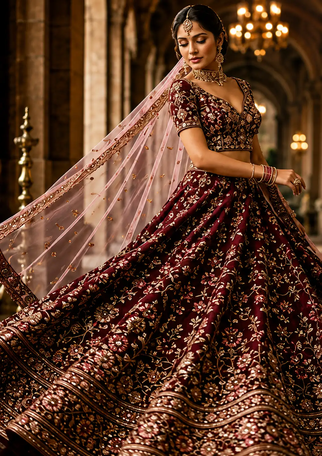 Women's Silk Lehenga Choli With Dupatta Semi Stitched