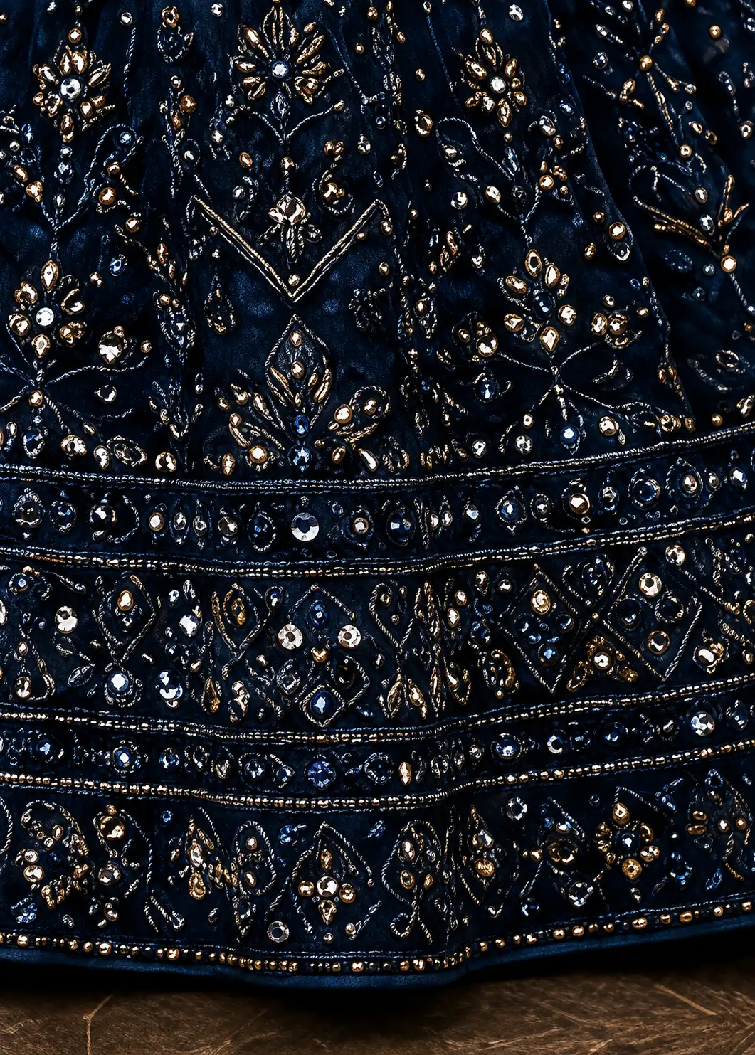 Blue Georgette Embroidered Lehenga Set