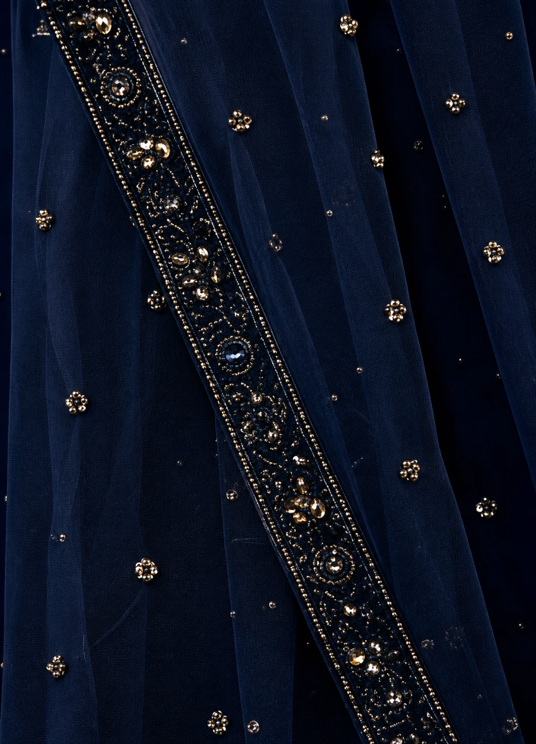 Blue Georgette Embroidered Lehenga Set