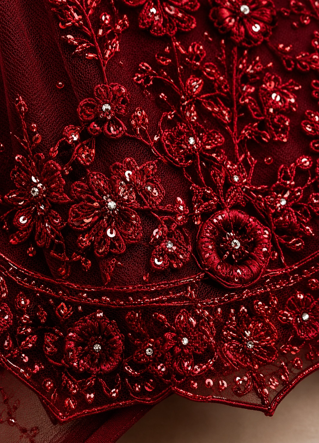 Red Butterfly Net Embroidered Sequins Lehenga Choli for Women & Girls