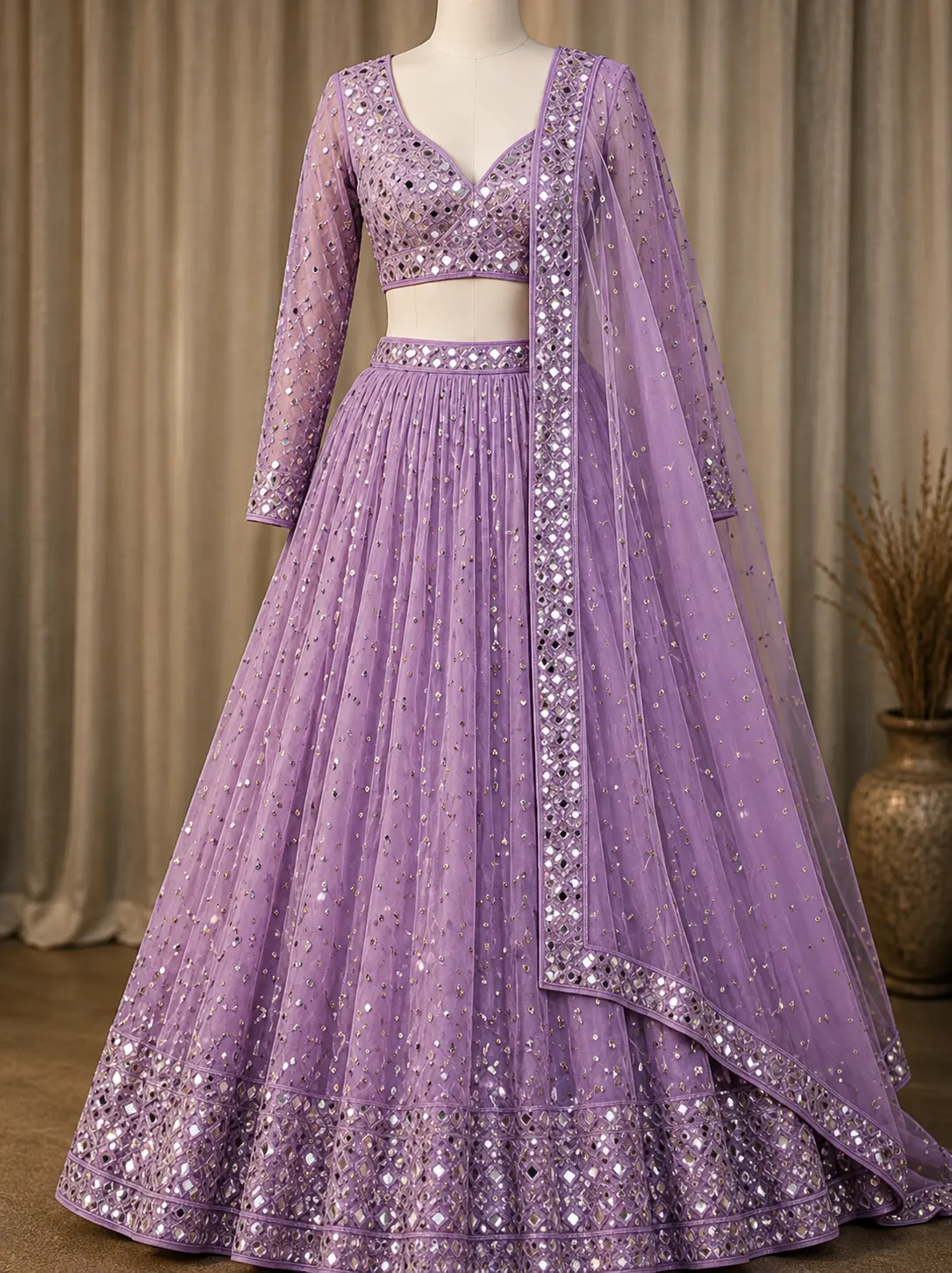 Lavender umbrella design 18 Meter flare trending lehenga Choli