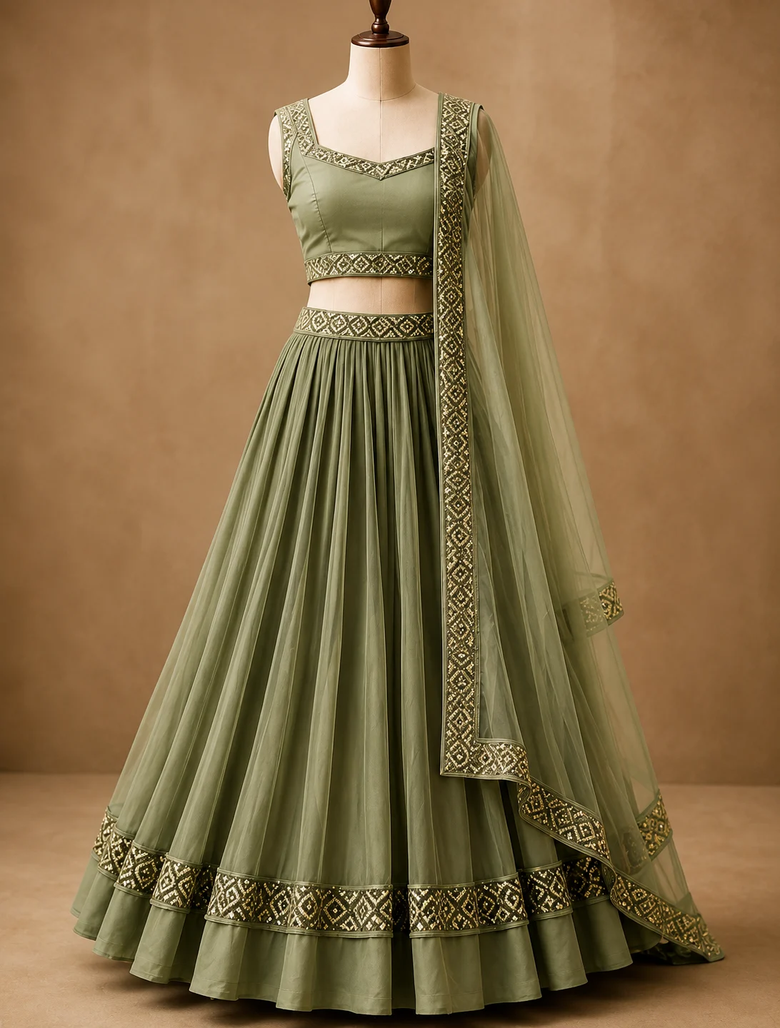 Faux Georgette Semi-Stitched Umbrella Cut Lehenga Choli for Women & Girls