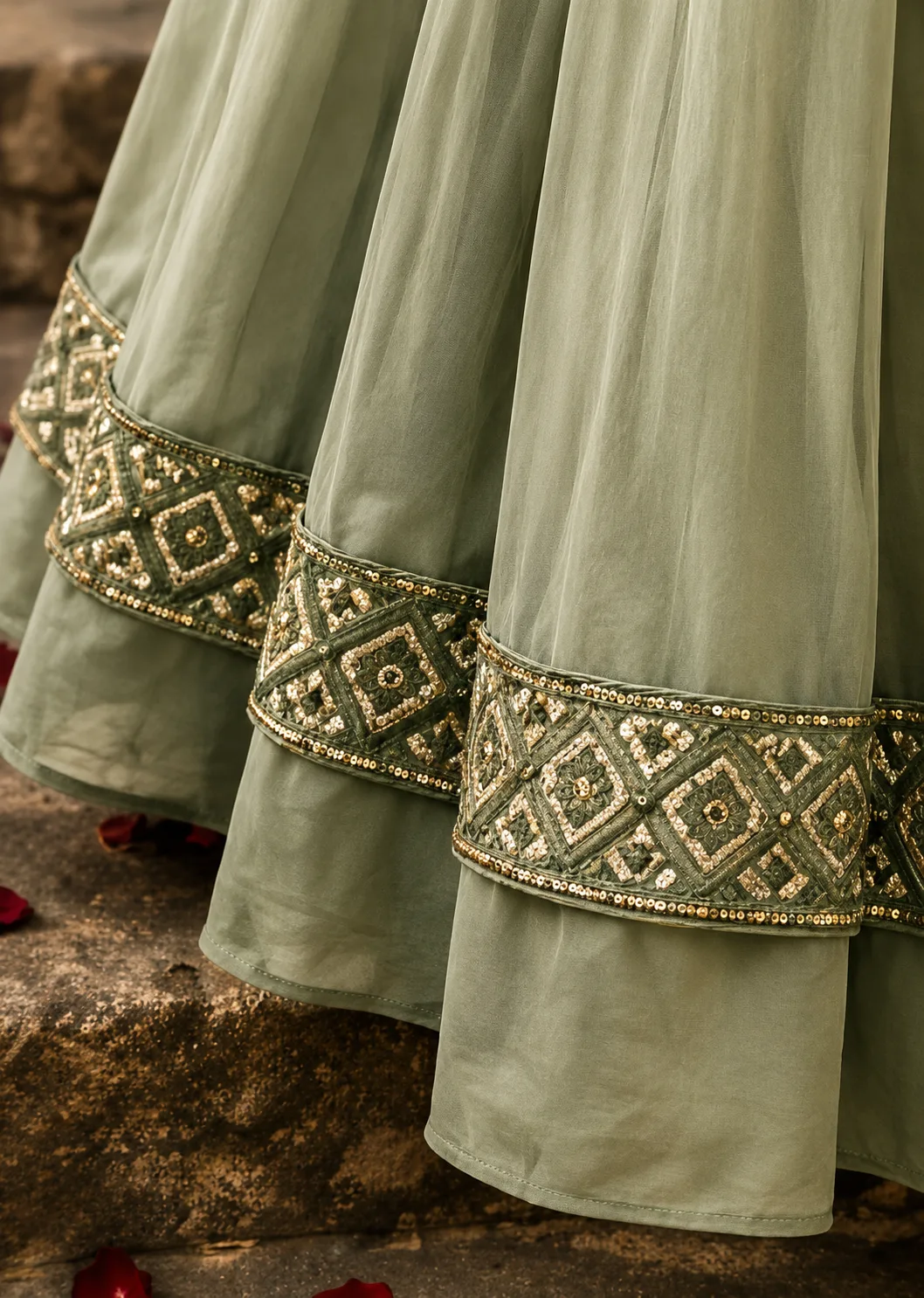 Faux Georgette Semi-Stitched Umbrella Cut Lehenga Choli for Women & Girls