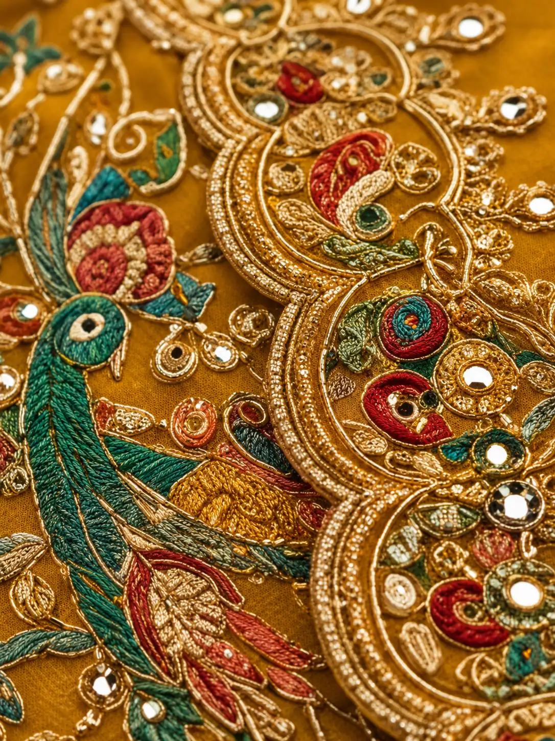 Embroidered Embellished Semi Stitched Lehenga Choli (Multicolor)