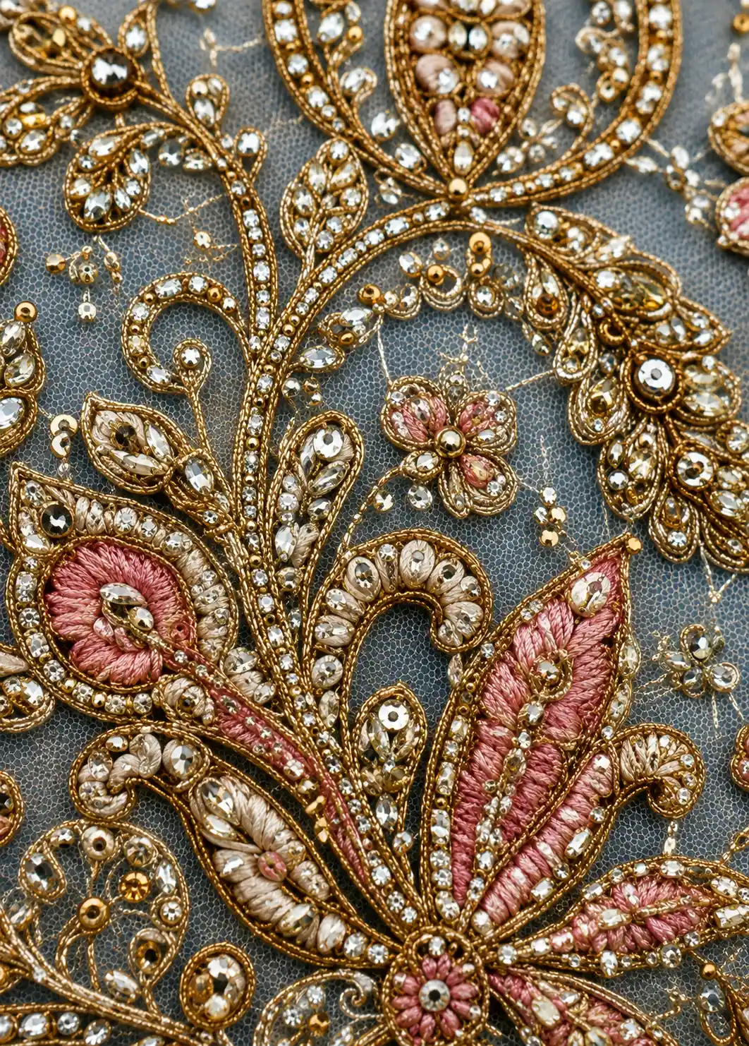 Light Blue Zari Embroidered Tissue Designer Lehenga with Pentagon Neck Blouse