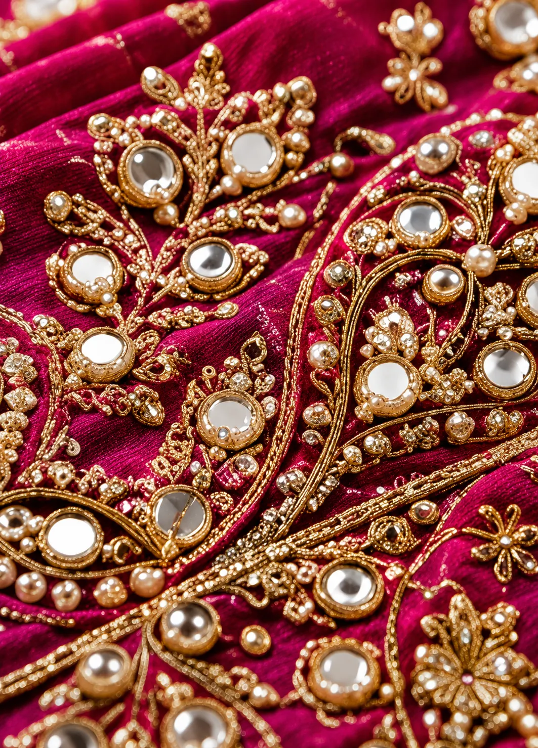 Magenta Pink Zari Embroidered Designer Lehenga with Reaymade Blouse