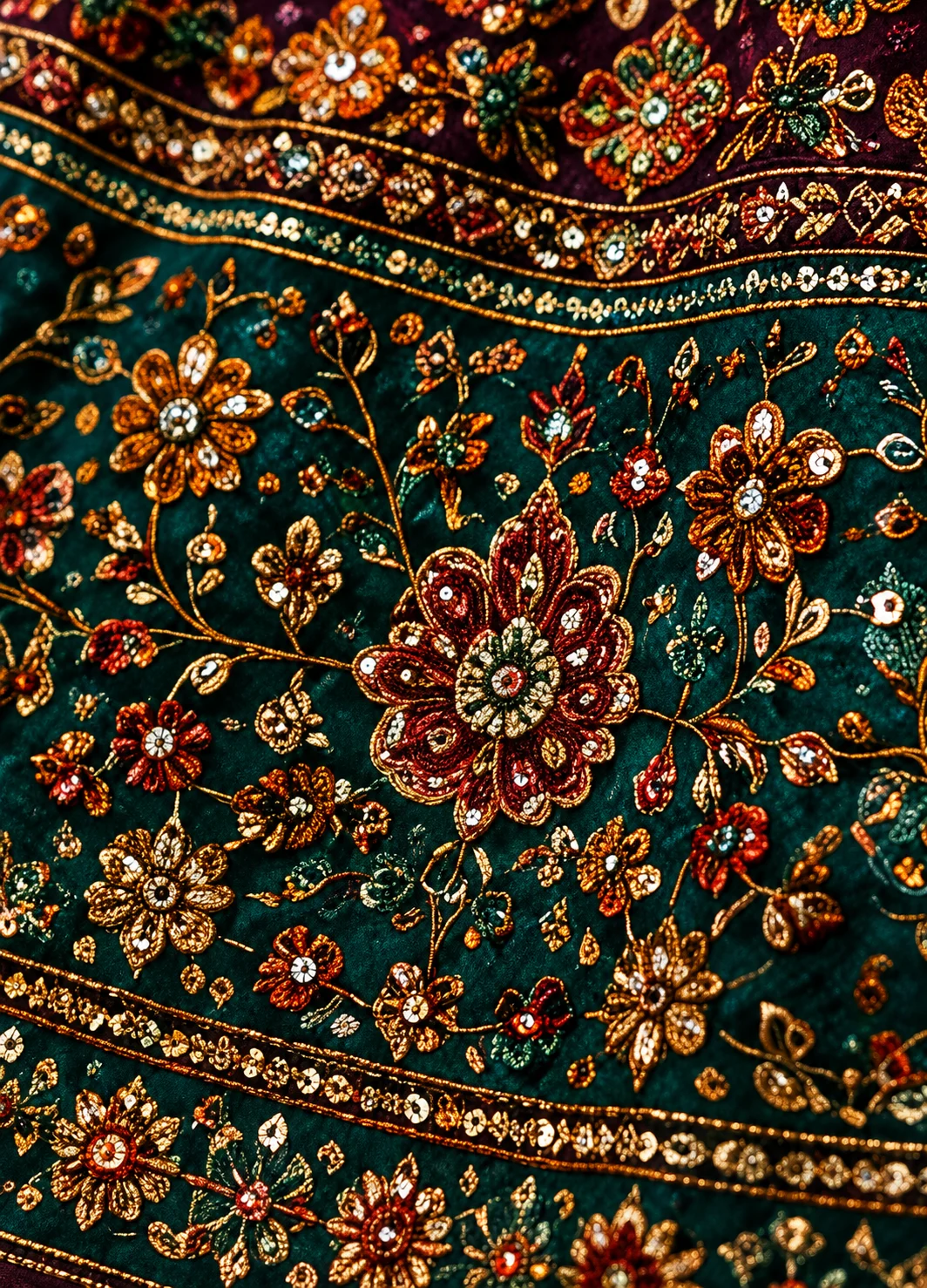 Multicolor Resham Embroidered Georgette Bridesmaids Lehenga with Elbow Sleeves Blouse